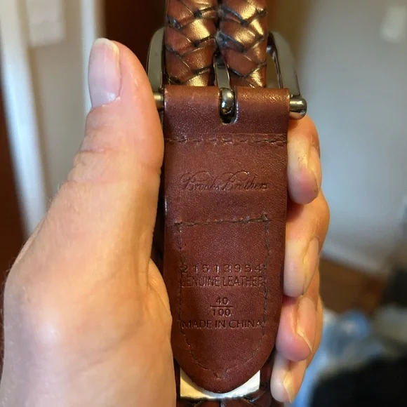 Brooks Brothers Brown Leather Belt with Decorative Stitching - Picture 4 of 4